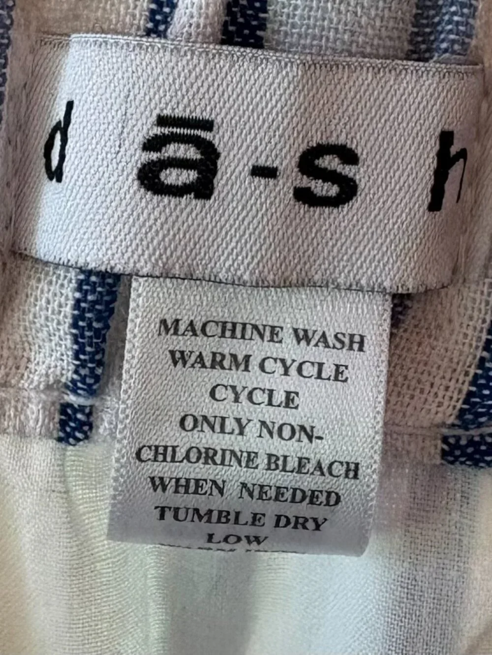 Linen Blend Midi Summer Skirt Blue White Vertical Striped Pockets M / L Capsule - Picture 12 of 12